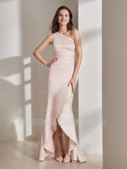 Elegant One-Shoulder Asymmetrical Trumpet/Mermaid Dress for Mother of the Bride & Groom with Ruffles