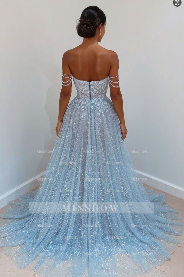 Elegant Sleeveless Blue Lace Prom Evening Dresses Long Elegant Sleeveless Blue Lace Prom Evening Dresses Long