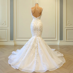 Elegant Sleeveless Sweetheart Lace Mermaid Wedding Dress