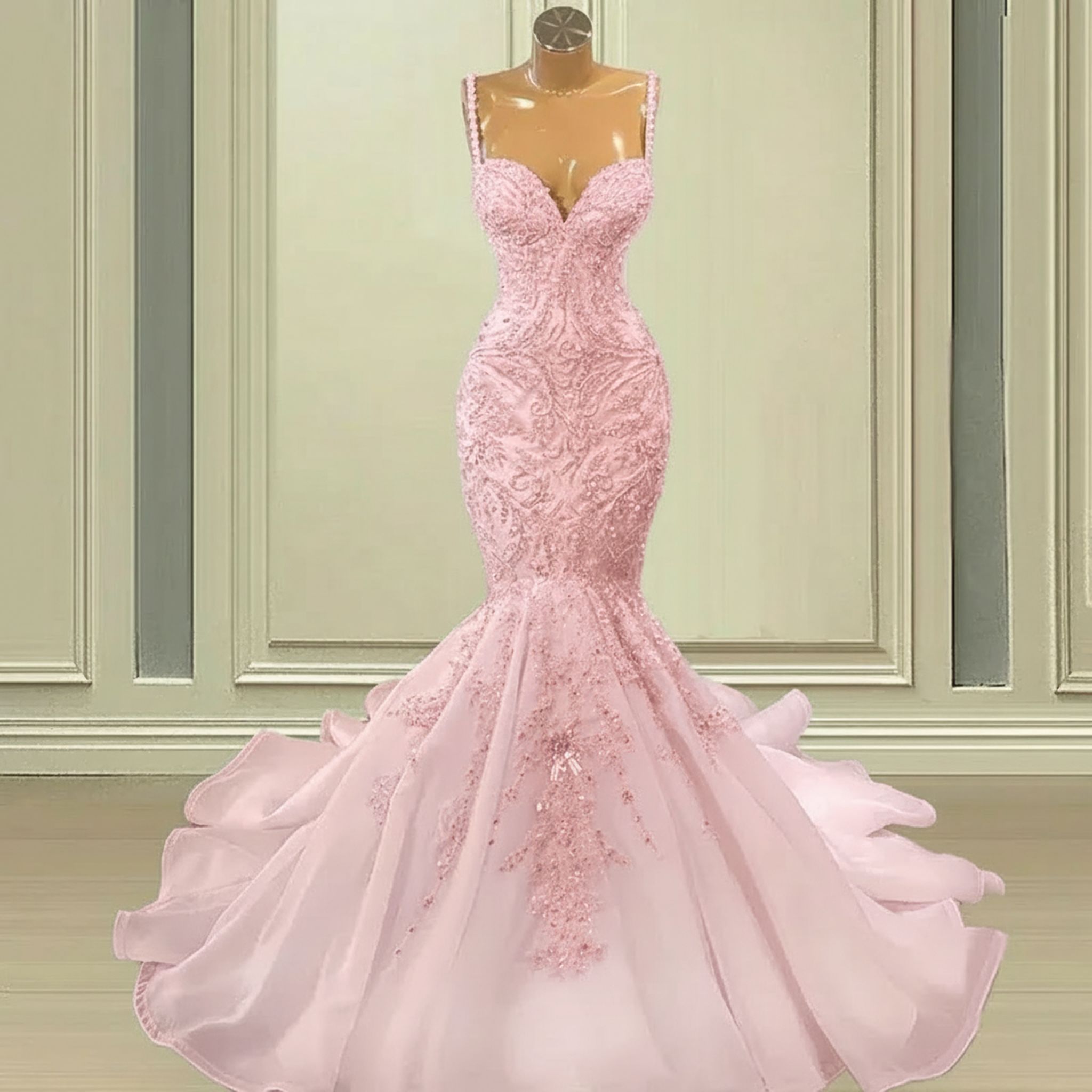 Elegant Sleeveless Sweetheart Lace Mermaid Wedding Dress