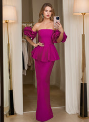 Elegant Strapless Floor-Length Evening Dresses with Ruffled Sheath/Column Design