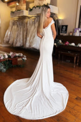 Elegant Strapless Mermaid Off-The-Shoulder Sleeveless Long Satin Split Front Evening Dresses With Lace