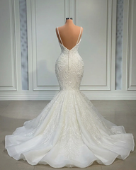 Elegant Strapless Sleeveless Mermaid Satin Floor-Length Wedding Dresses with Lace