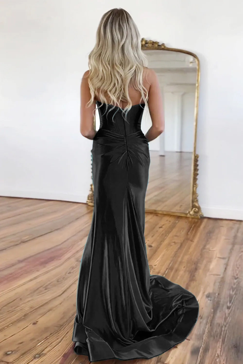 Elegant Sweetheart Prom Corset in Mermaid Green with a Stylish Split