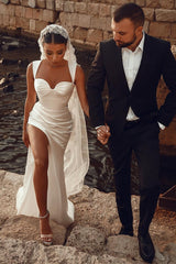 Elegant Sweetheart Split Front Floor-Length Prom Evening Dresses