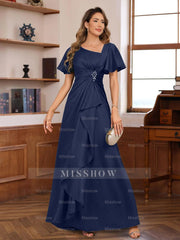 Elegant V-Neck A-Line Floor-Length Mother of the Bride Dress with Beadings and Sequins