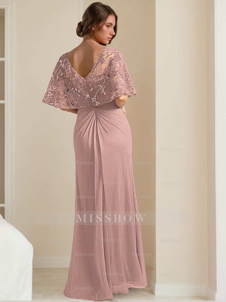 Elegant V-Neck A-Line Mother of the Bride Dress with Appliques Ankle-Length