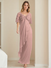 Elegant V-Neck A-Line Mother of the Bride Dress with Appliques Ankle-Length