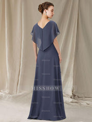 Elegant V-Neck A-Line Princess Asymmetrical Mother of the Bride Gown