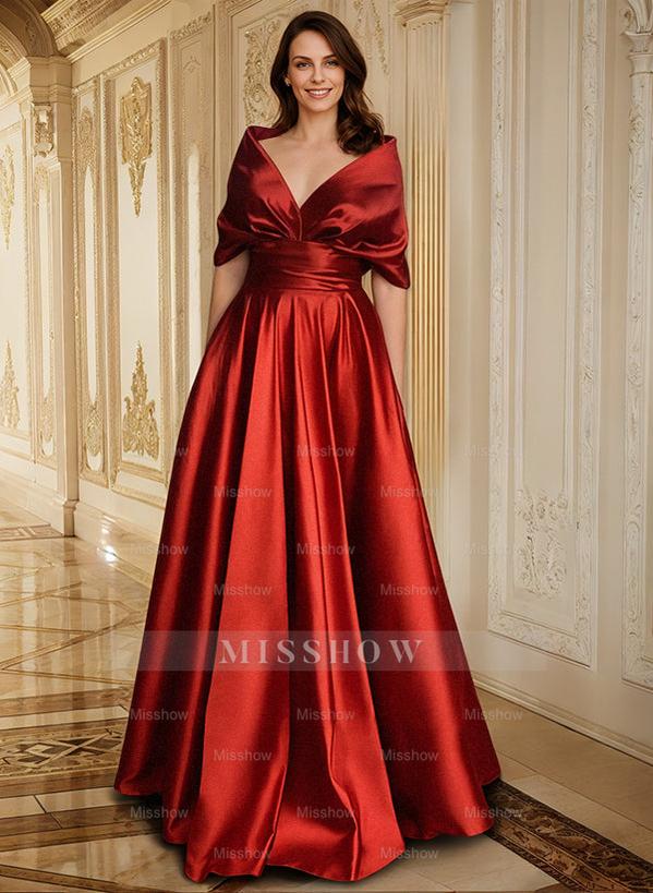 Elegant V-Neck A-Line Princess Gown for the Mother of the Bride