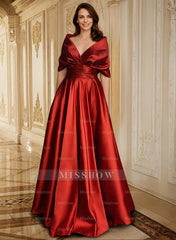 Elegant V-Neck A-Line Princess Gown for the Mother of the Bride