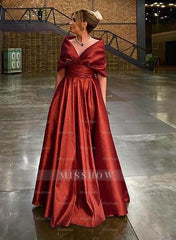 Elegant V-Neck A-Line Princess Gown for the Mother of the Bride