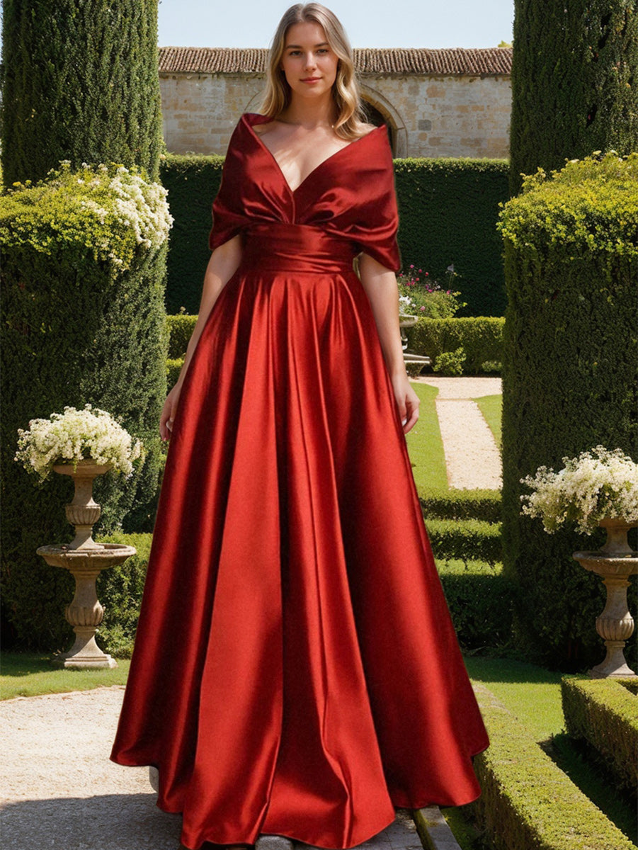 Elegant V-Neck A-Line Princess Gown for the Mother of the Bride