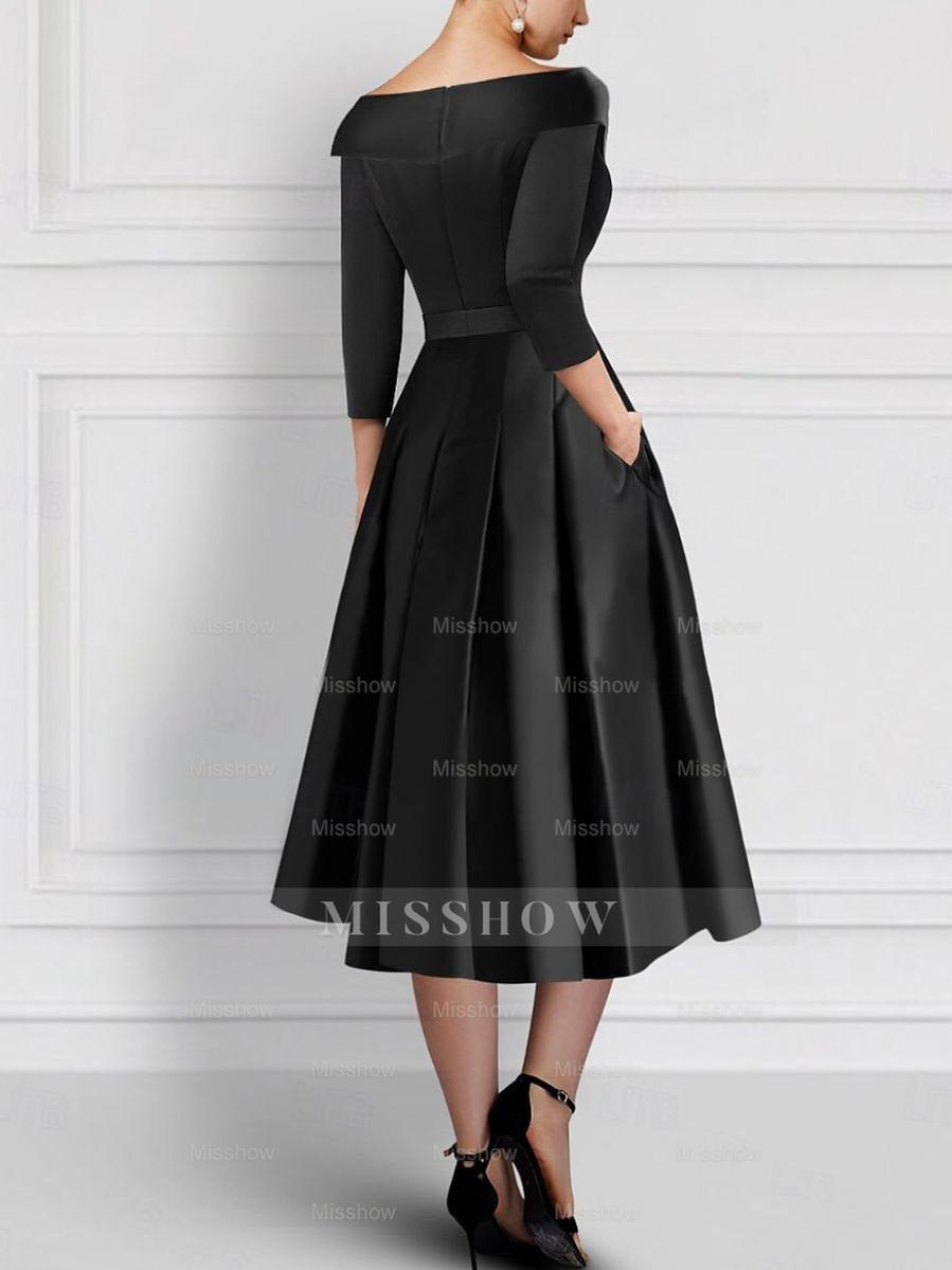 Elegant V-Neck A-Line Princess Tea-Length Mother of the Bride Dresses with Appliques