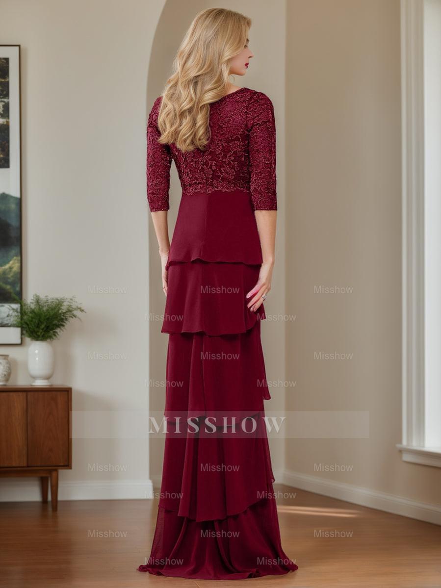 Elegant V-Neck Chiffon Sheath Dress for Mothers of the Bride & Groom with Ruffles and Appliques