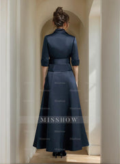 Elegant V-Neck Satin A-Line Mother of the Bride Ankle-Length Dress