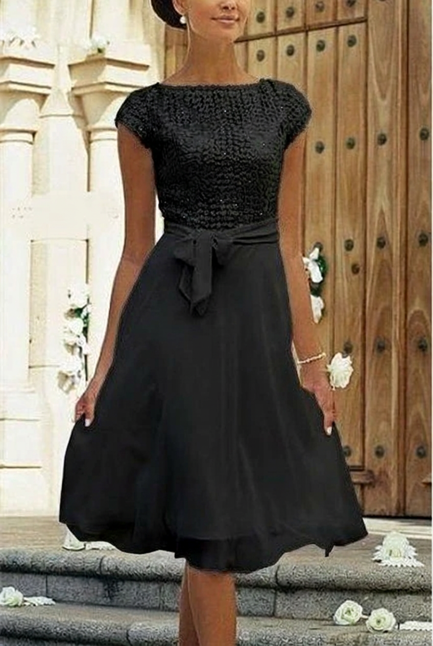 Black sweetheart chiffon a-line wedding dress