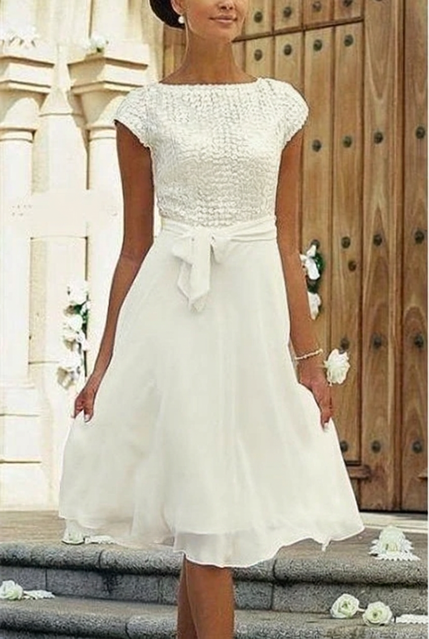 Ivory sweetheart chiffon a-line wedding dress