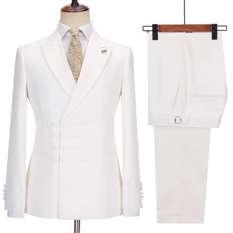 Elegant White Peak Lapel Custom Prom Suit