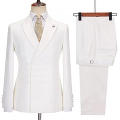 Elegant White Peak Lapel Custom Prom Suit