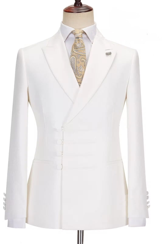 Elegant White Peak Lapel Custom Prom Suit