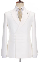 Elegant White Peak Lapel Custom Prom Suit