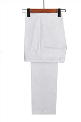 Elegant White Shawl Lapel Jacquard Wedding Suit