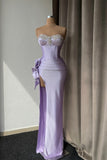 Elegant Column Sweetheart Beadings Ruffles Prom Dress with Split