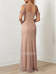 Evening Dresses with Off-the-Shoulder Draped Sleeves in A-Line/Princess Style