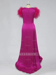 Evening Party Dress with Mermaid Trumpet Feathers