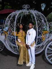 Exquisite Long Gold Sequin Prom Dress V-Neck Mermaid Formal Gown with Crystals