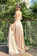 Fabulous Column Satin Square Sleeveless Prom Evening Dresses With Split Train