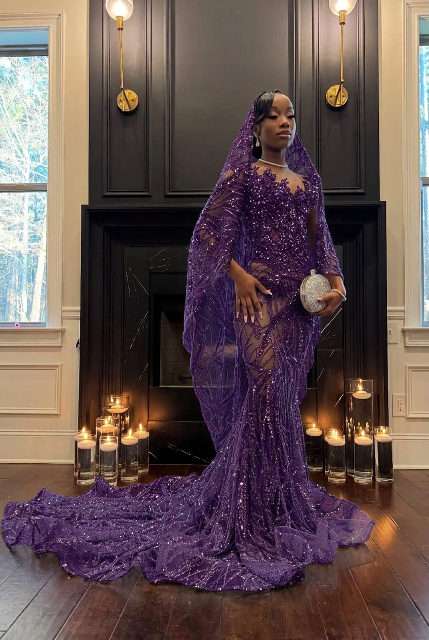 Regency strapless beaded mermaid prom dress