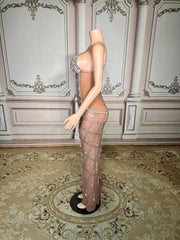 Fabulous Sweetheart Spaghetti Strap Column Beaded Sleeveless Slit Long Tulle Evening Dresses With Rhinestones