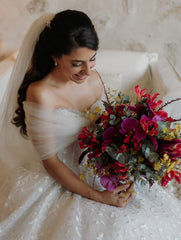 Fabulous White A-Line Lace Strapless Off-The-Shoulder Sleeveless Ball Gown Tulle Wedding Dresses