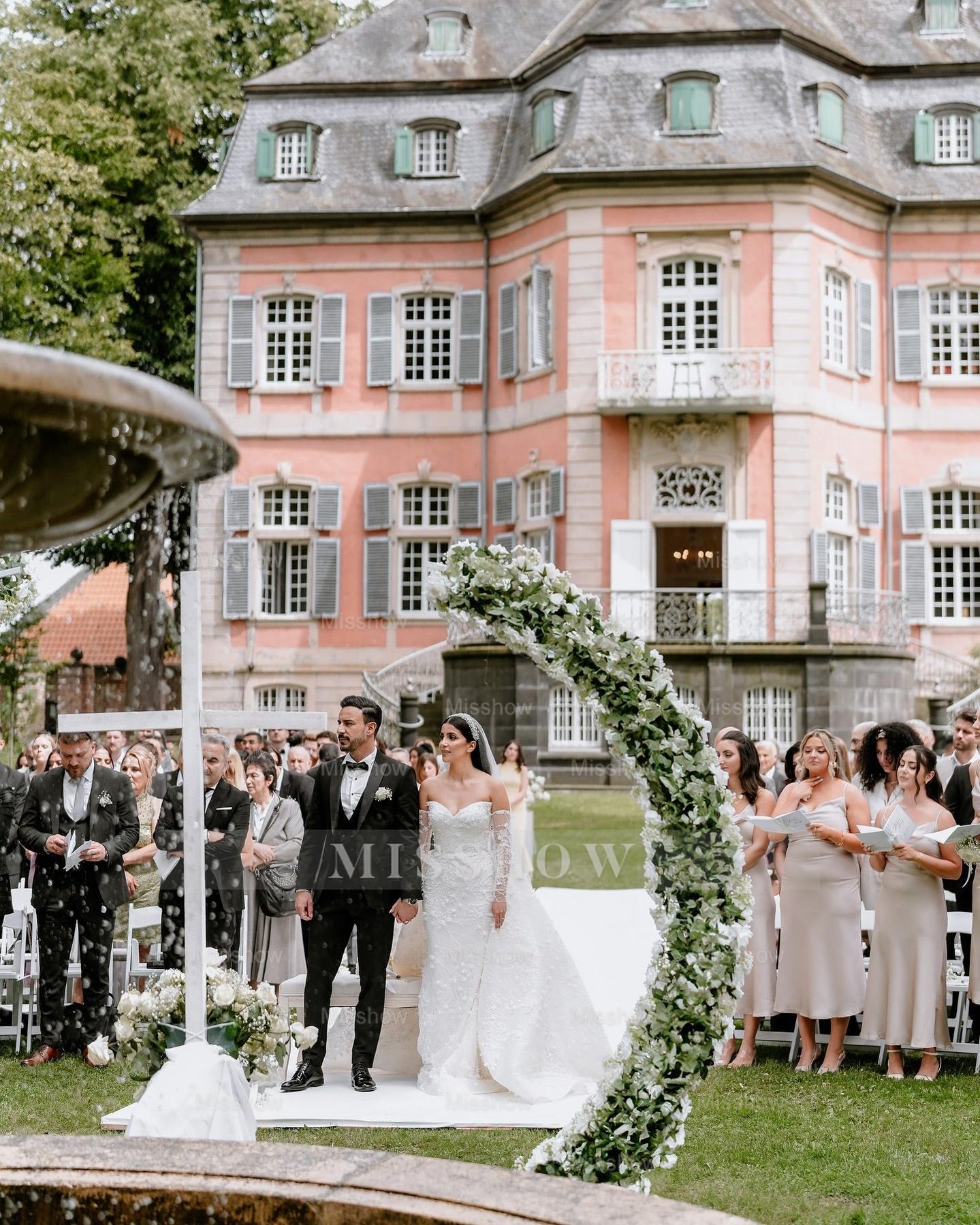 White sweetheart beaded mermaid wedding dress