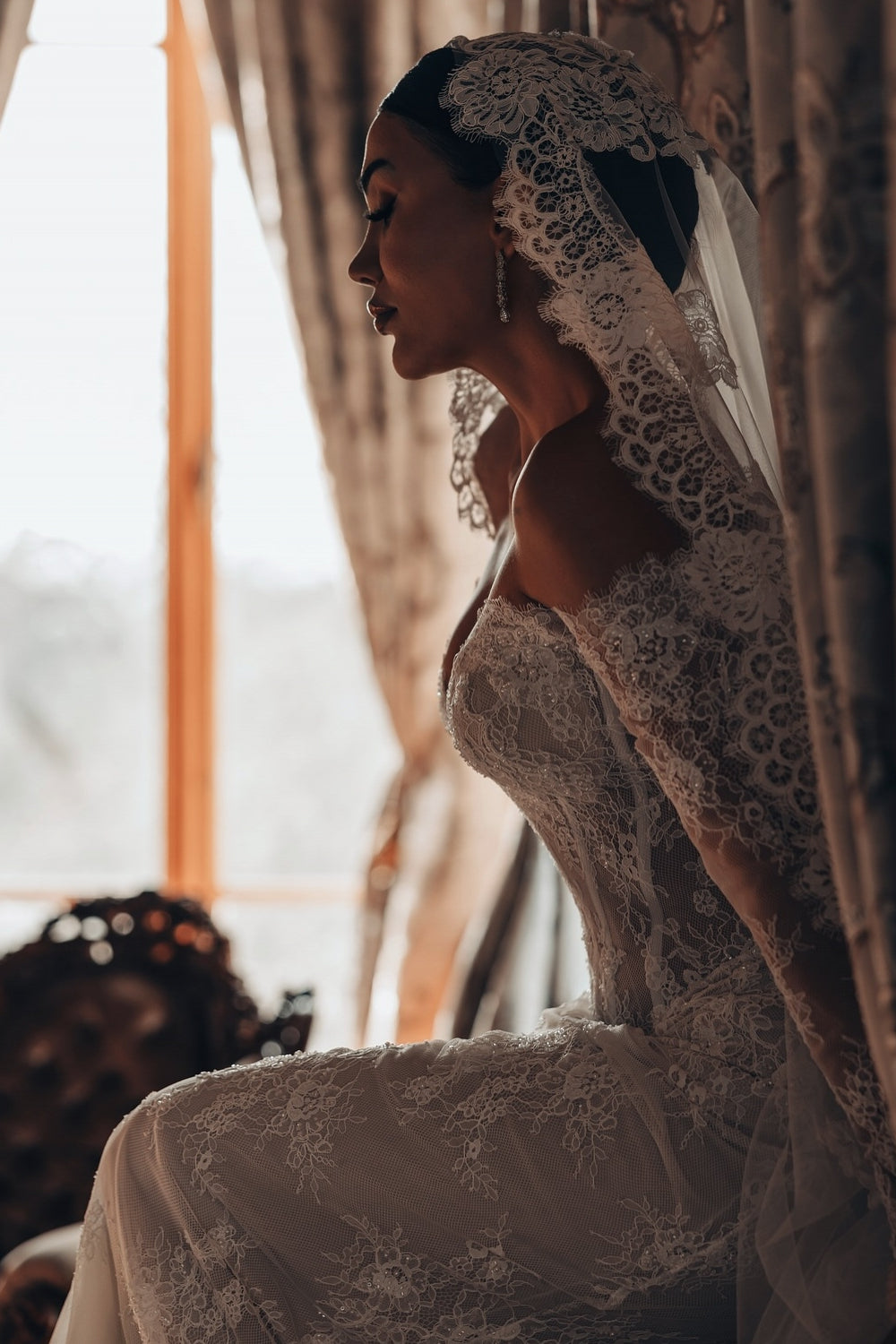 Fabulous White Lace Mermaid Sweetheart Off-The-Shoulder Beaded Long Sleeves Sweep Train Wedding Dresses