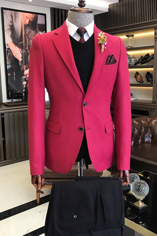 Fashion Fuchsia Notched Lapel Two-Piece Prom Suit