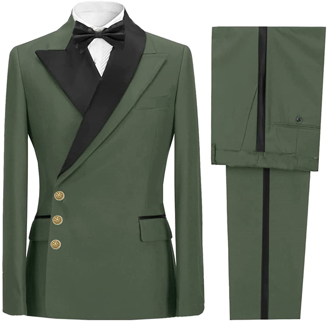 Fashion Green Peaked Lapel Men's Prom Suit