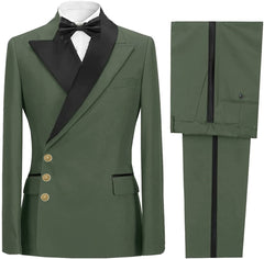 Fashion Green Peaked Lapel Men's Prom Suit