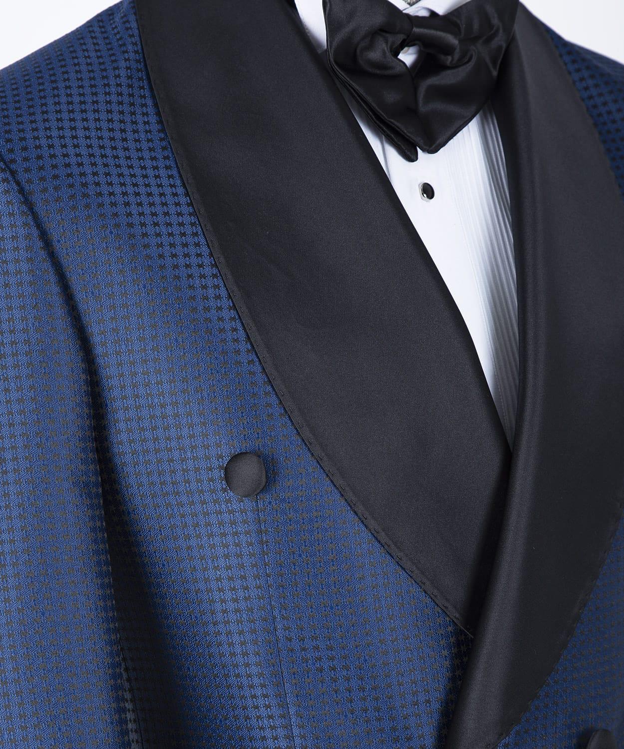 Fashion Navy Double-Breasted Shawl Collar Wedding Suit