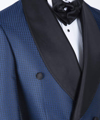 Fashion Navy Double-Breasted Shawl Collar Wedding Suit
