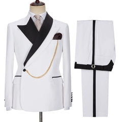 Fashion White Peak Lapel Custom Wedding Men’s Suits