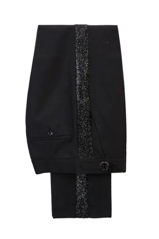 Fashionable Black Sequins Shawl Collar Three-Piece Wedding Attire