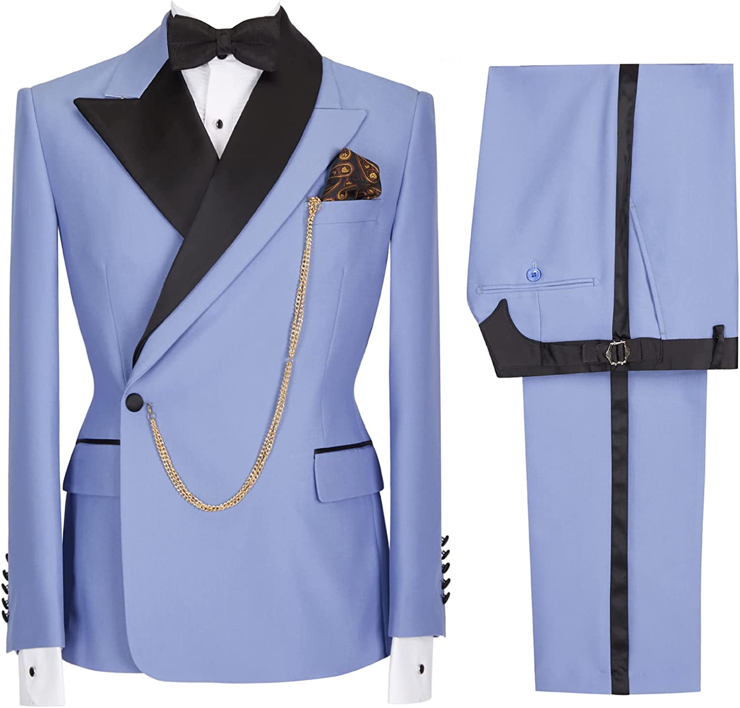 Fashionable Blue Peaked Lapel Two-Piece Prom Suit For Men