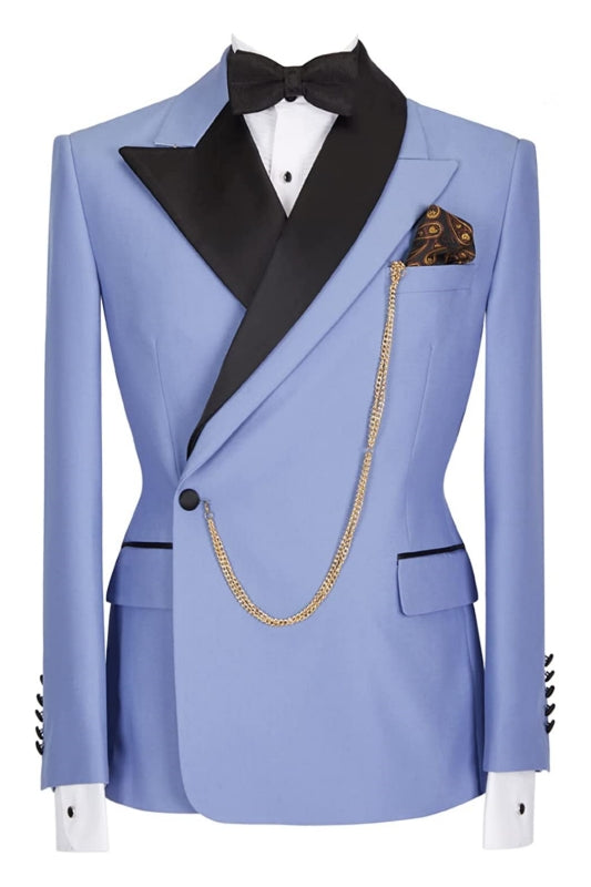 Fashionable Blue Peaked Lapel Two-Piece Prom Suit For Men