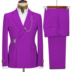 Fashionable Purple Notched Lapel Prom Suit for Men