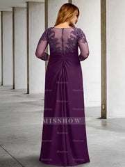 Floor-Length A-Line Mother of the Bride Dress with Jewel Neckline