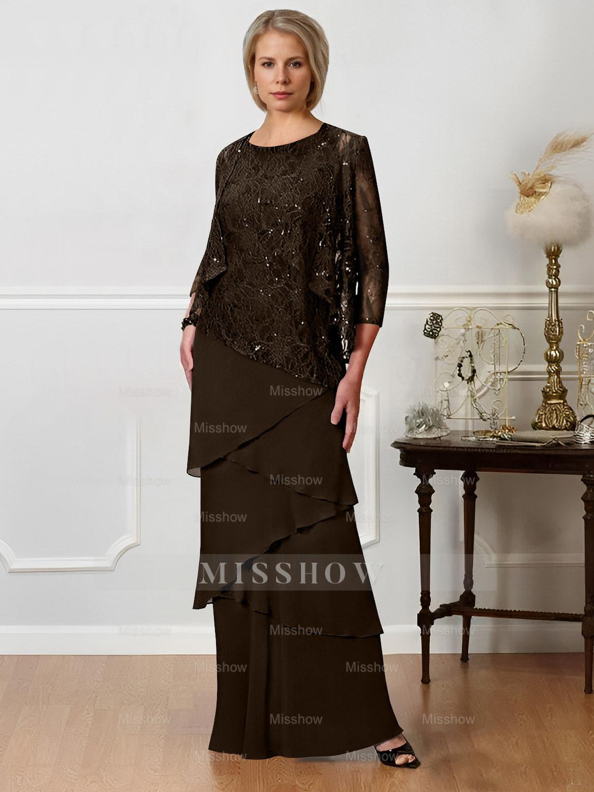 Floor-Length A-Line Mother of the Bride Dresses with Jewel Neck