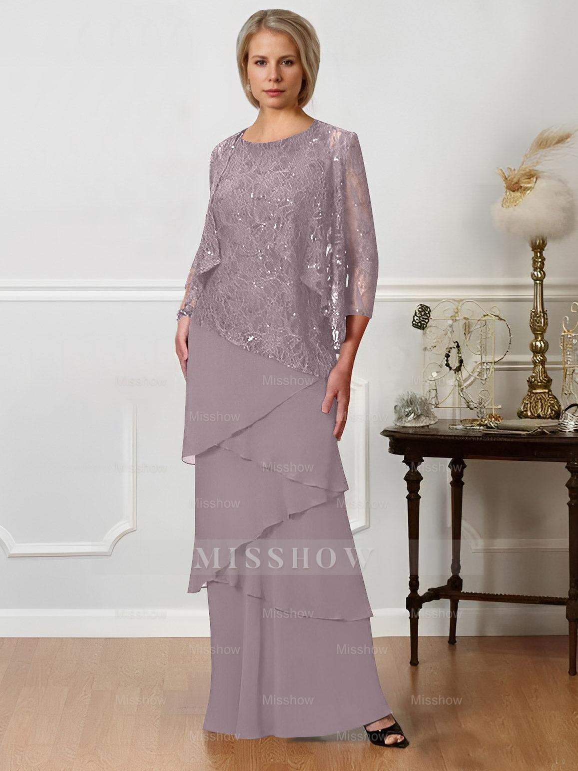Floor-Length A-Line Mother of the Bride Dresses with Jewel Neck